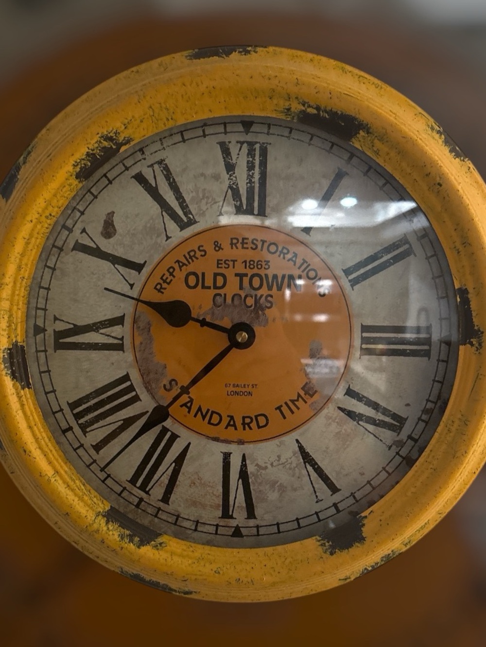 Old Town Yellow Wall Clock - Vintage Style Home Wall Decor
